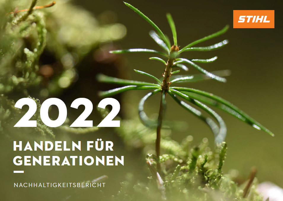 Forsidebillede af STIHLs bæredygtighedsrapport 2022